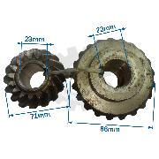 Pinion conic curbat Z16/21 (set)